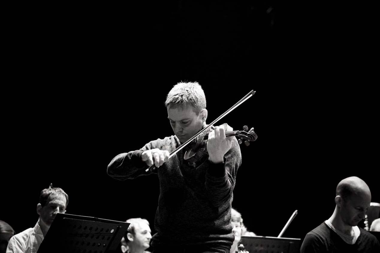NZSO violinist in rehearsal
